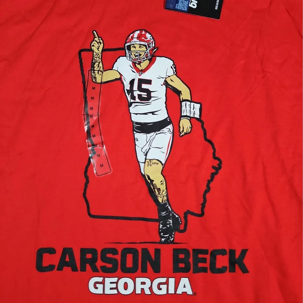 Carson Beck Georgia Bulldogs Youth Red Graphic T Shirt Size Medium NWT